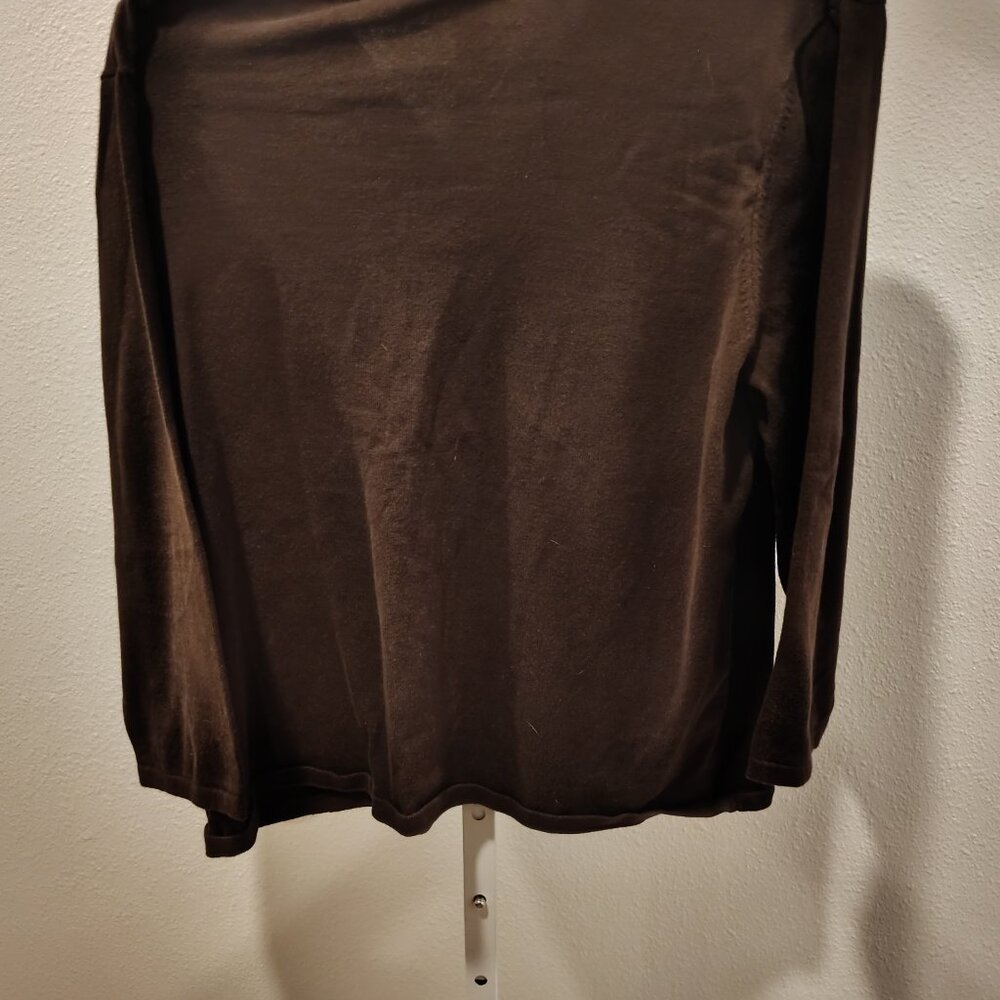 First Issue Women's V-Neck 3/4 Sleeve Top Embellished with Jewels Brown - Picture 9 of 10